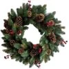 Hometown Holidays 38513 Red Cone And Berry Wreath, PVC, Wire Hook Mounting