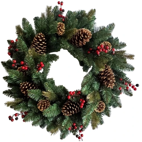 Hometown Holidays 38513 Red Cone And Berry Wreath, PVC, Wire Hook Mounting 3 Hometown Holidays 38513 Red Cone And Berry Wreath, PVC, Wire Hook Mounting