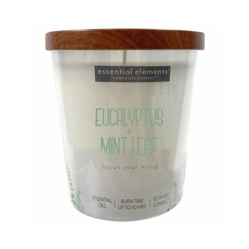 Candle Lite 4471174 Essential Elements Jar Candle, Eucalyptus & Mint Leaf, 9-oz. 3 Candle Lite 4471174 Essential Elements Jar Candle, Eucalyptus & Mint Leaf, 9-oz.