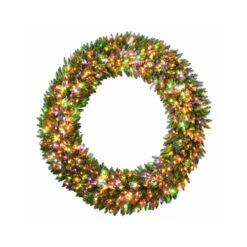 NATIONAL TREE CO-IMPORT PEGF8-300LM-48W Feel Real Grande Fir Artificial Wreath, 200 Multi LED Lights, 48-In.