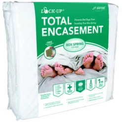 JT Eaton 80FULBOX Lock-Up Box Spring Encasement, Full, Fabric, White