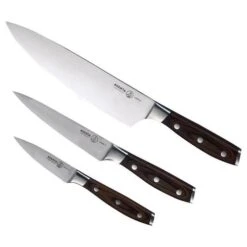 Messermeister L8000-3S Knife Set Avanta Stainless Steel Starter 3 Pc Brown/Silver
