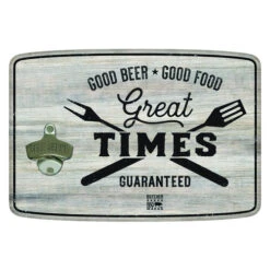 Open Road Brands 90170853 Mounted Sign Bottle Opener Butcher Baker BBQ Maker Good Beer Good Food Great Times