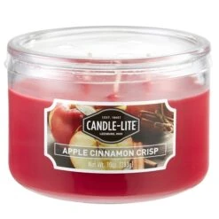 Candle Lite 1879021 Scented Candle, Apple Cinnamon Crisp Fragrance, Crimson Candle