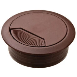 Hafele 429.99.128 Plastic Cable Grommet, Two-Piece, Round With Spring Closure 2 3/8" 60 Mm Plastic, With Spring Loaded, Swivelling Section In Cover, For Workplace Organization, Brown, Diameter 60 Mm Sepia Brown